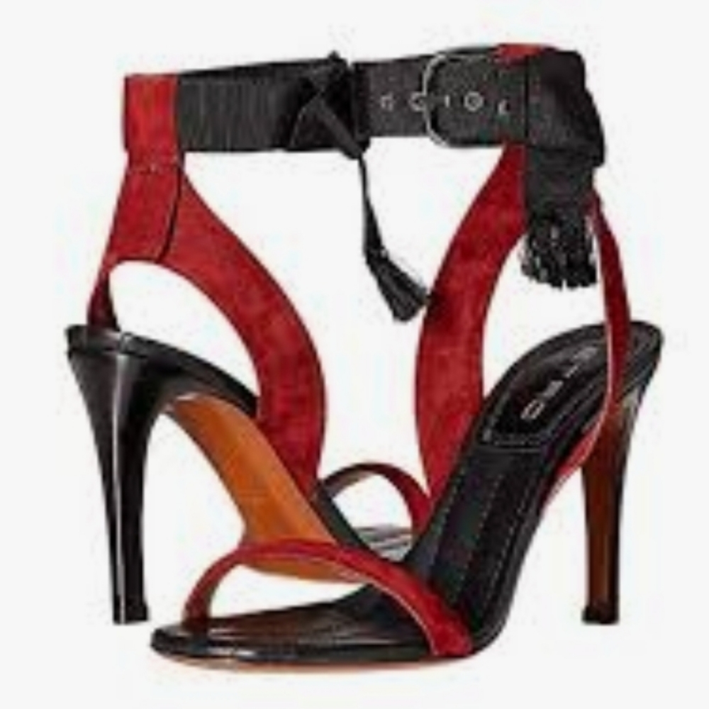ETRO Designer Genuine Italian Multicolor Buckle Red Heels Retails $950 - Picture 9 of 9